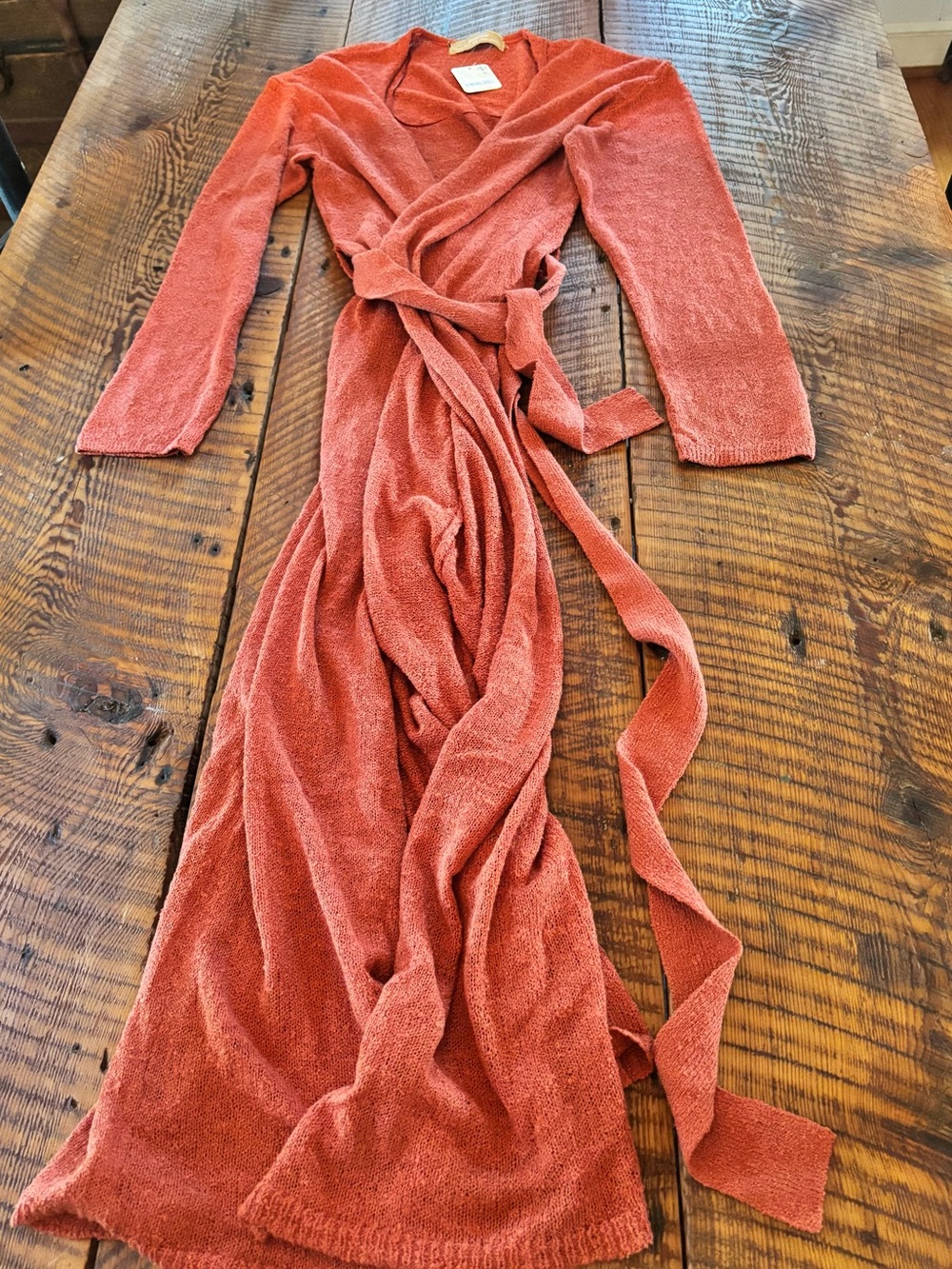 NWT Free People Sweater Wrap Maxi Dress in Rust